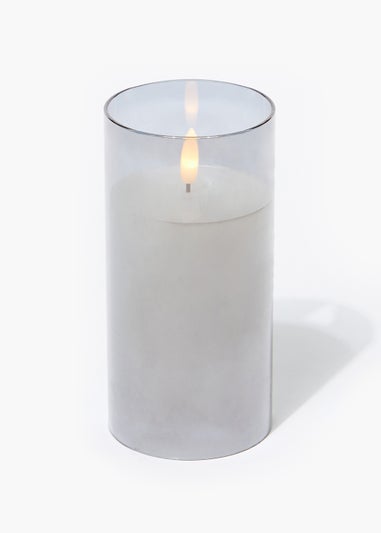 Grey Glass LED Candle (7.5cm x 15cm)