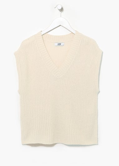 JDY Beige Knitted Tabard Jumper