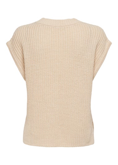 JDY Beige Knitted Tabard Jumper