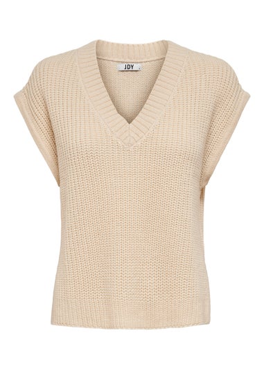 JDY Beige Knitted Tabard Jumper