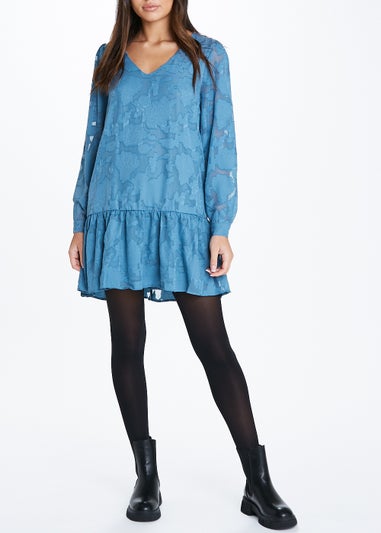 JDY Blue Satin Tunic Top