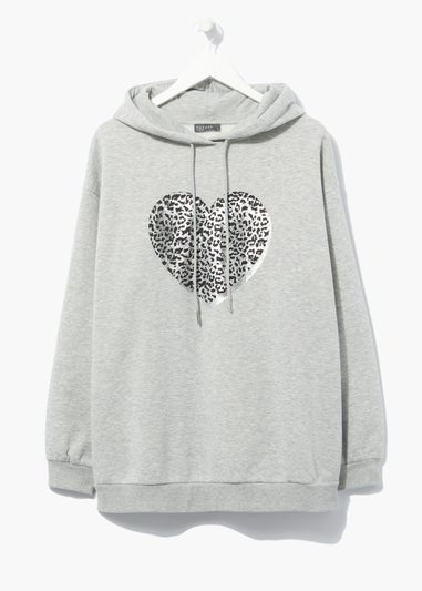 Papaya Curve Grey Animal Print Heart Hoodie