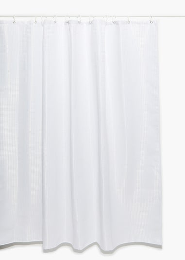 White Waffle Textured Shower Curtain (180cm x 180cm)