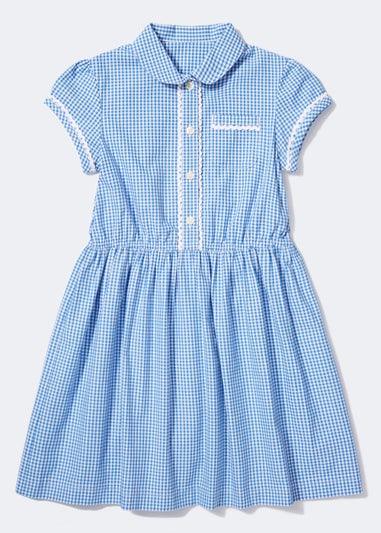 Girls Blue Gingham Traditional School Dress (3-14yrs)