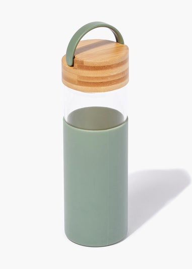 Green Silicone Glass Water Bottle (21cm)