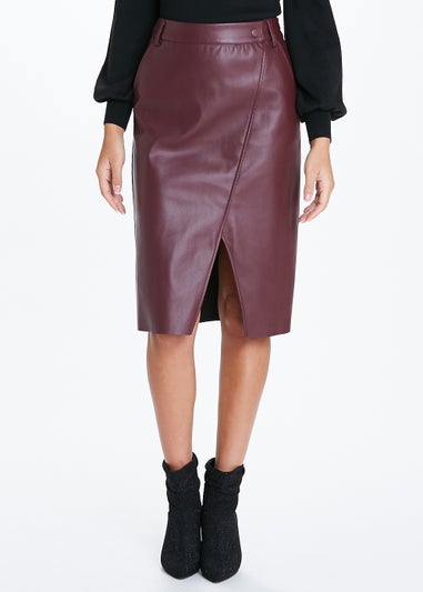 JDY Joanna Burgundy Faux Leather Midi Skirt