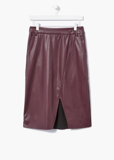 JDY Joanna Burgundy Faux Leather Midi Skirt
