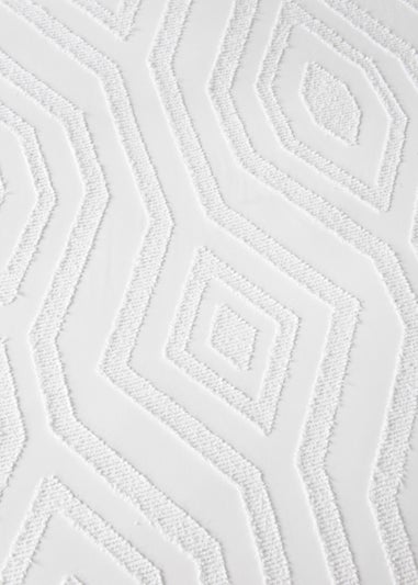 White Geometric Tufted Duvet Cover