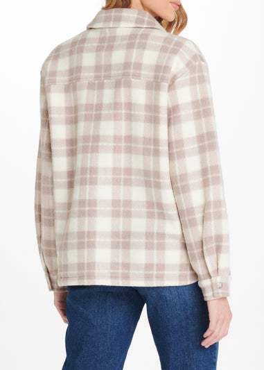 JDY Cream & Taupe Check Fleece Jacket