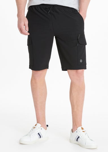 Black Drawcord Cargo Shorts