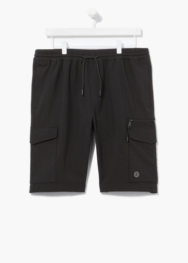 Black Drawcord Cargo Shorts