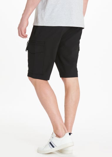 Black Drawcord Cargo Shorts