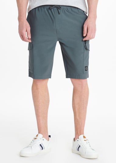 Grey Drawcord Cargo Shorts