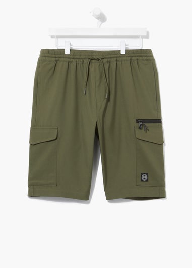 Khaki Drawcord Cargo Shorts