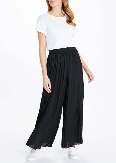 JDY Pila Black Wide Leg Pleated Trousers