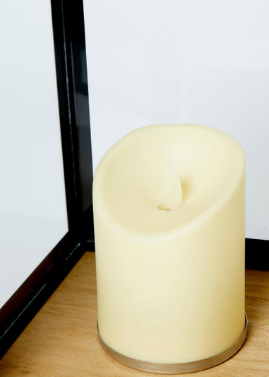 Black Wooden Lantern with LED Candle (17cm x 17cm x 34cm)