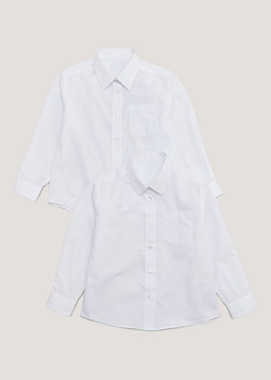 Girls 2 Pack White Generous Fit Long Sleeve School Blouses (6-16yrs)
