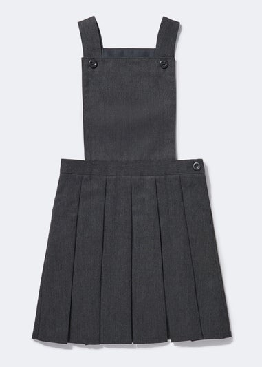 Girls Grey Box Pleat School Pinafore (4-15yrs)