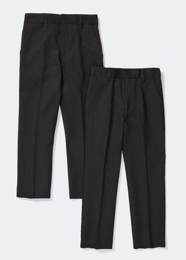 Boys 2 Pack Charcoal Slim Fit School Trousers (3-16yrs)