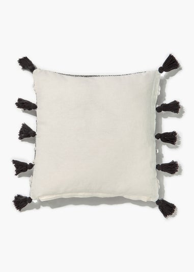 Black Tufted Tassled Outdoor Cushion (46cm x 46cm)