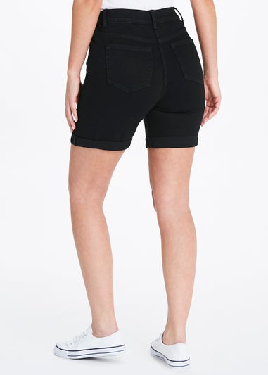 April Black Denim Shorts