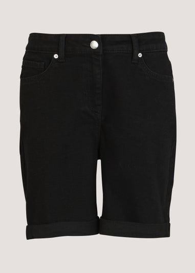 April Black Denim Shorts