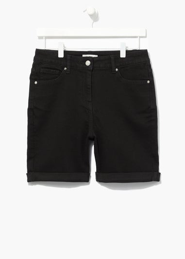 April Black Denim Shorts