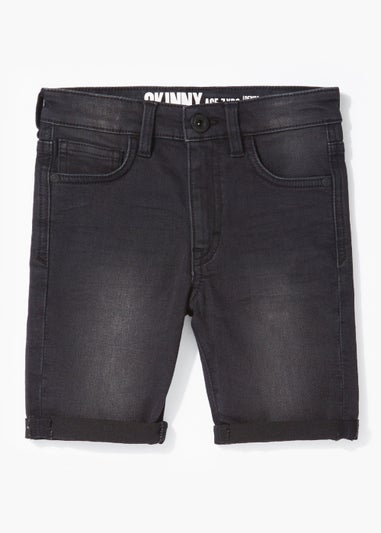 Boys Black Skinny Denim Shorts (4-13yrs)