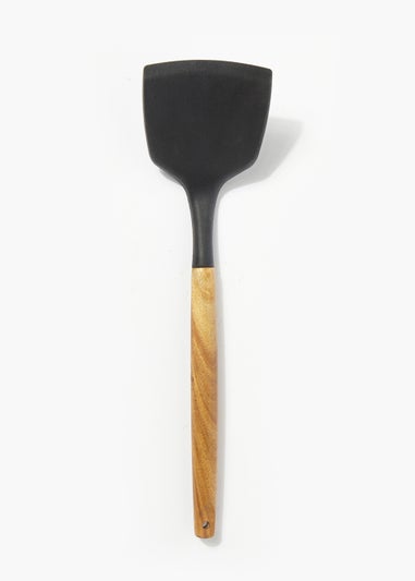 Black Acacia Wooden Kitchen Turner (32cm x 7cm)