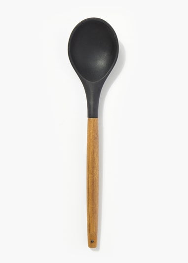 Black Acacia Wooden Serving Spoon (32cm x 7cm)