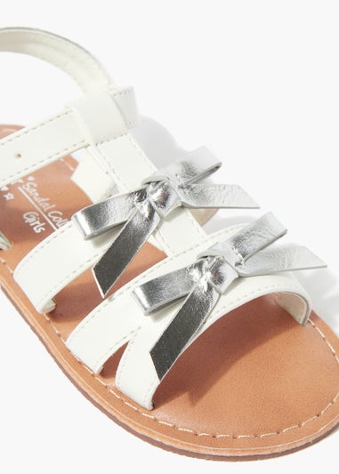 Girls Nude Bow Trim Sandals (Younger 4-9)