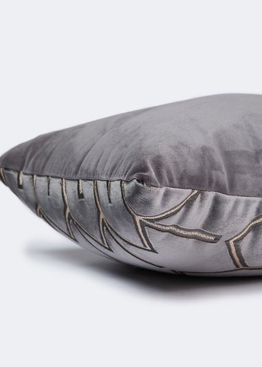 Farhi by Nicole Farhi Grey Geo Velvet Cushion (48cm x 48cm)