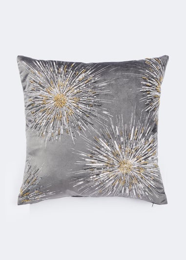 Farhi by Nicole Farhi Dark Grey Embellished Starburst Cushion (50cm x 50cm)