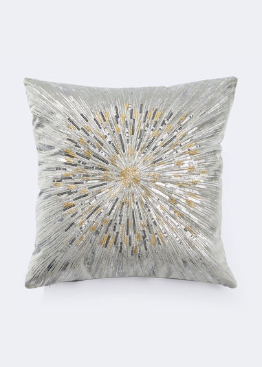 Farhi by Nicole Farhi Light Grey Embellished Starburst Cushion (50cm x 50cm)