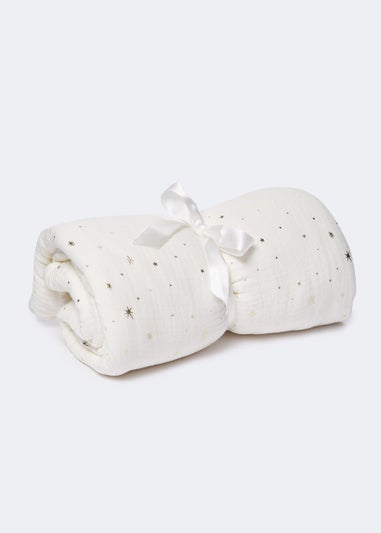 Baby Cream Muslin Star Foil Blanket (60cm x 80cm)