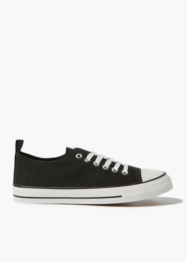 Black Toe Cap Canvas Trainers