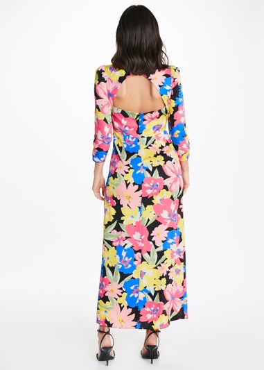 Be Beau Floral Print V-Neck Midi Dress