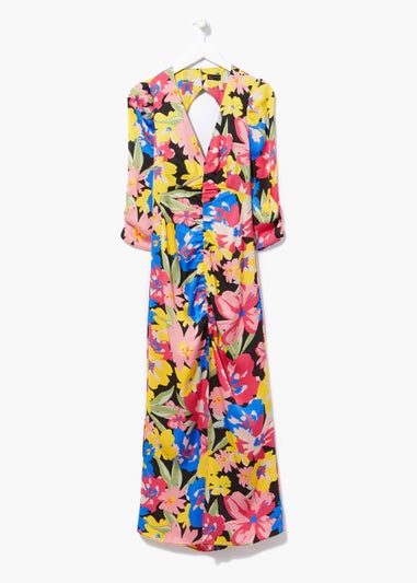Be Beau Floral Print V-Neck Midi Dress