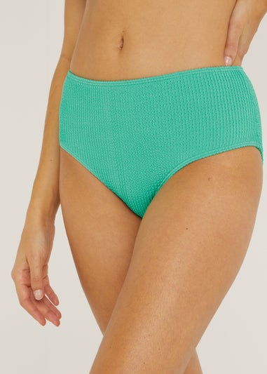 Green Crinkle Midi Bikini Bottoms