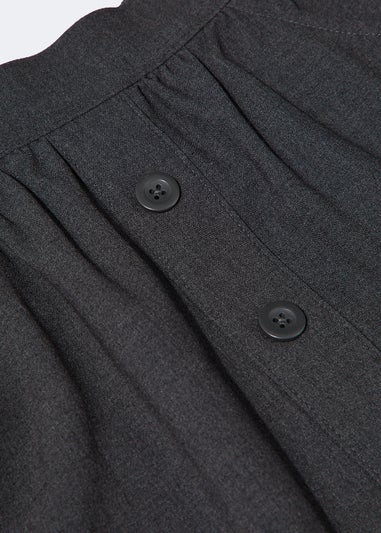 Girls Grey Button Front Elasticated School Skirt (3-13yrs)