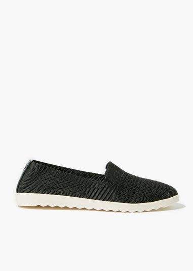 Soleflex Black Knitted Slip On Shoes