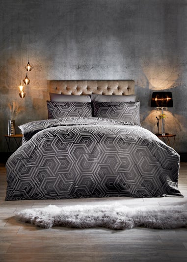 Farhi by Nicole Farhi Charcoal Geometric Jacquard Duvet Cover