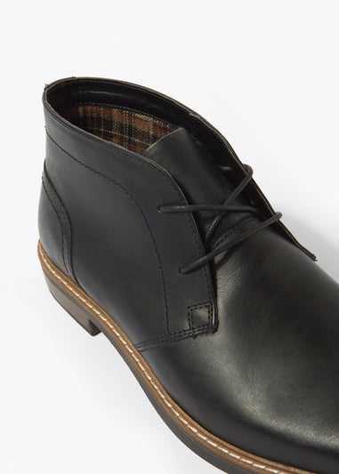 Black Real Leather Chukka Boots