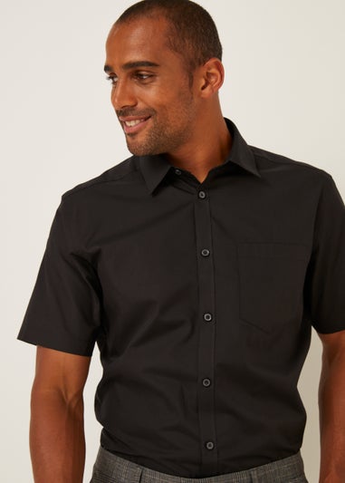 Taylor & Wright Black Easy Care Regular Fit Short Sleeve Shirt - Matalan