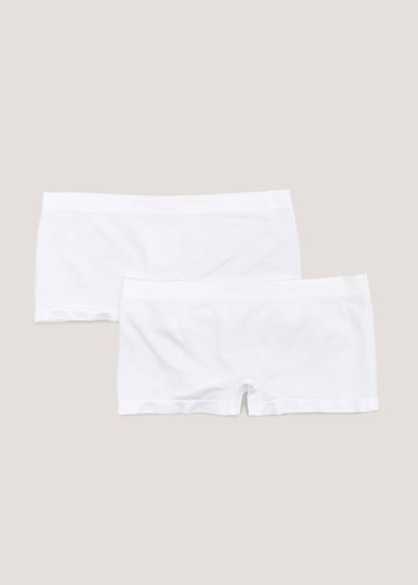 Girls 2 Pack White Seamless Boy Shorts (6-13yrs)