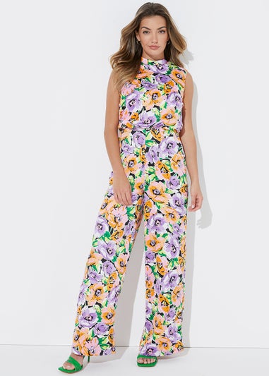 Be Beau Floral Satin Jumpsuit