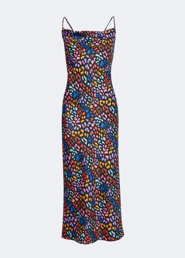Be Beau Leopard Print Cowl Neck Midi Dress