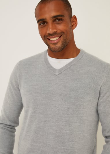 Grey Soft Touch V-Neck Jumper