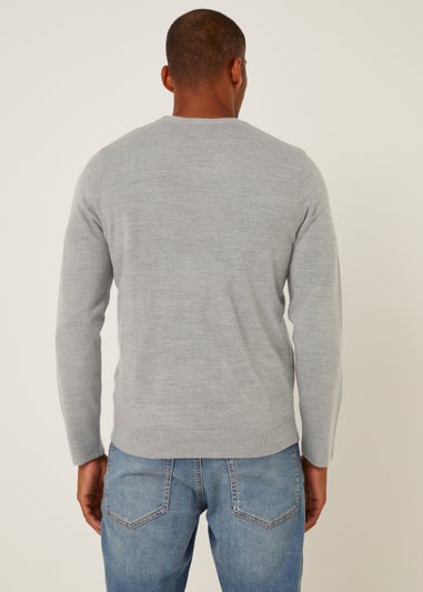 Grey Soft Touch V-Neck Jumper