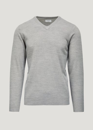 Grey Soft Touch V-Neck Jumper